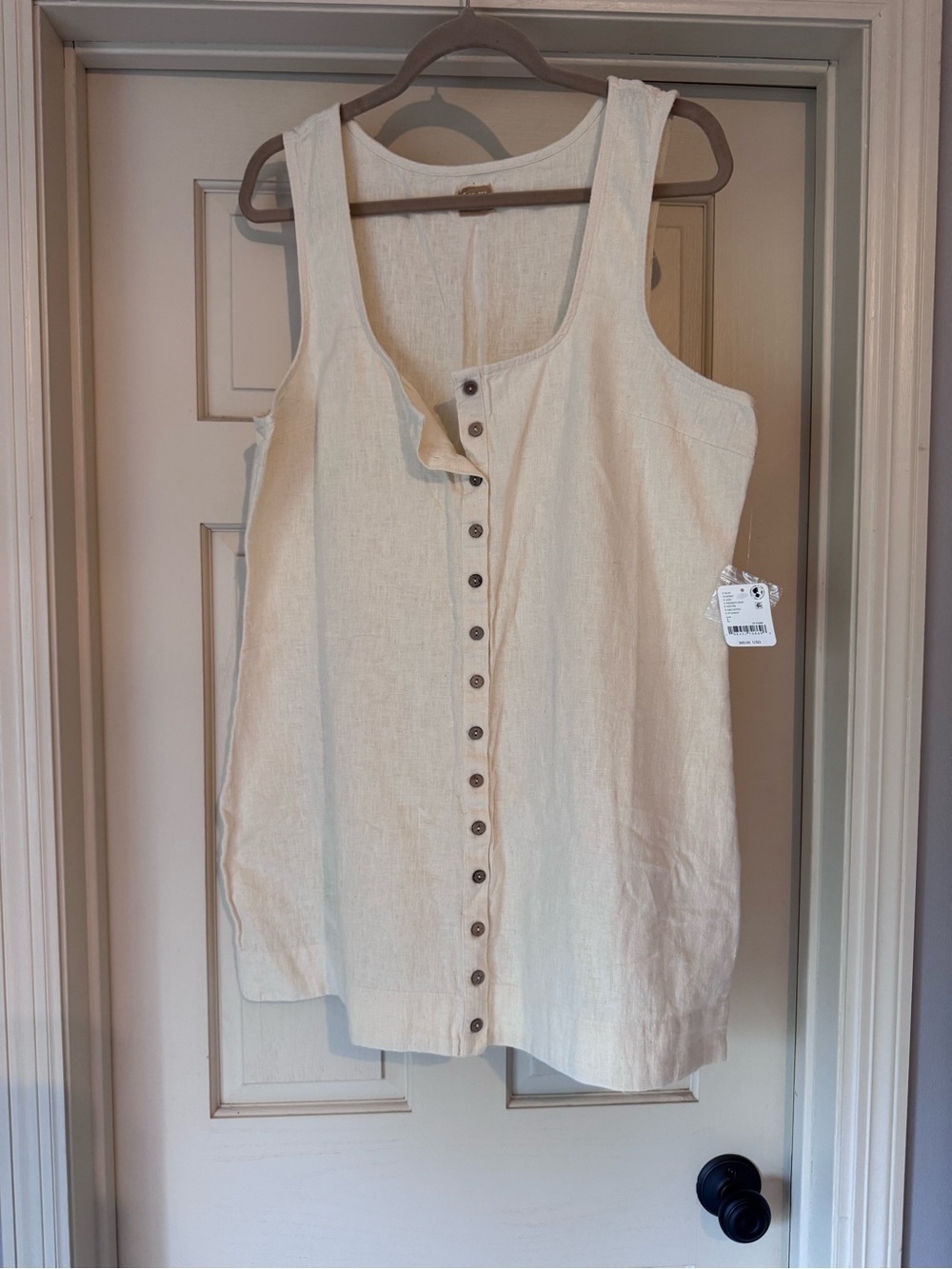 Free People Natural Button-Front Mini Dress